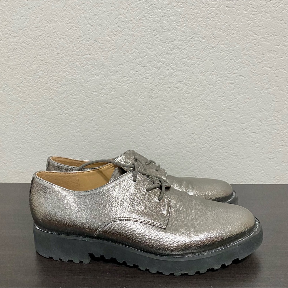 Franco Sarto Metallic Platinum Oxfords